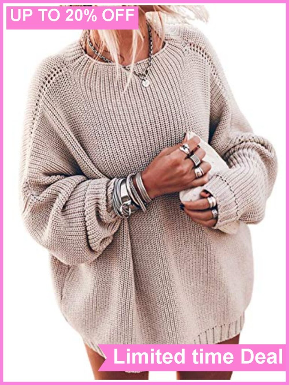 Oversized Chunky Knit Sweater Batwing Sleeve Mock Neck Pullover